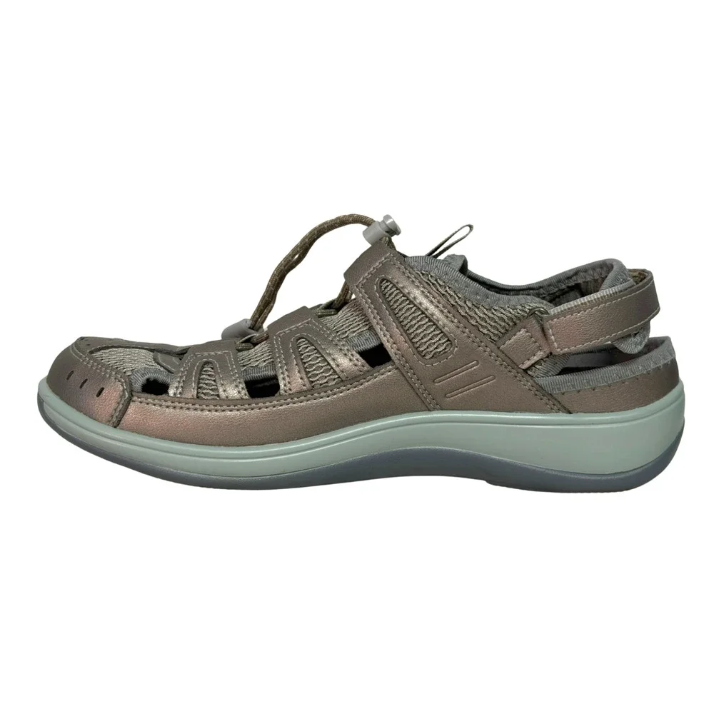 OrthoFeet Sz 8.5D Wide Width Verona Closed Toe Sandals Hiking Outdoors Pewter